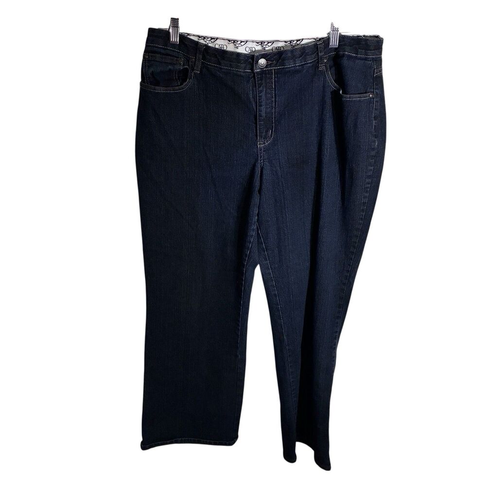 Cato Premium Women’s Dark Washed Denim Blue Jeans W/ Stretch Band At Waist.  20W - Picture 8 of 14